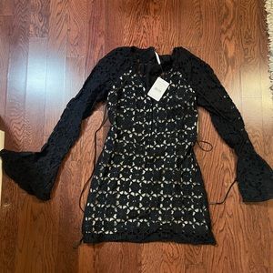 NWT Free People Black Lace Super Mini Dress